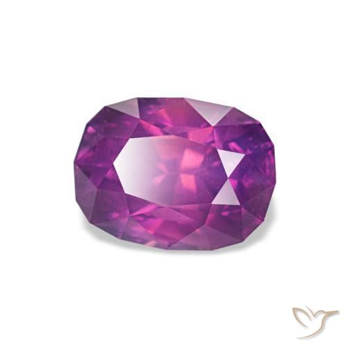 Safira roxo natural 1,26ct, almofada cortada, VS