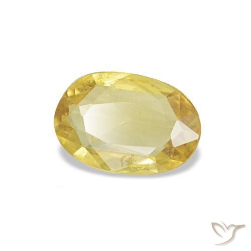 Safira amarelo natural 0,34ct, corte oval, VS