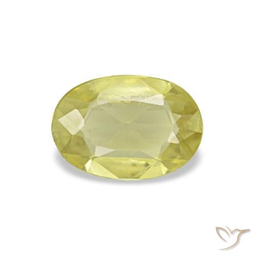 Safira amarelo natural 0,45ct, corte oval, VVS-VS