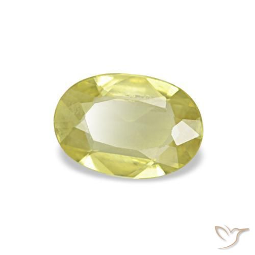 Safira amarelo natural 0,45ct, corte oval, VVS-VS