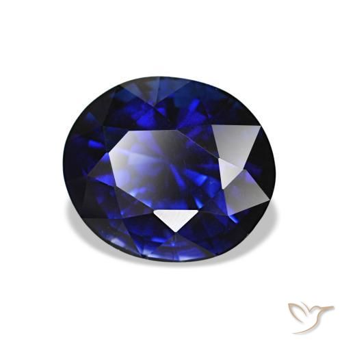 Safira azul natural 1,34ct, corte oval, VVS