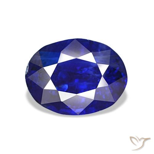 Safira azul natural 1,43ct, corte oval, VS