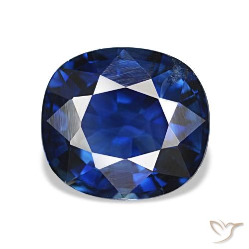Safira azul natural 2,25ct, almofada cortada, VS