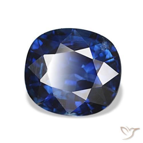 Safira azul natural 2,25ct, almofada cortada, VS