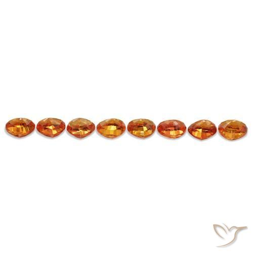 Pedras preciosas de safira laranja natural de 5,34 ct, trillion, VVS