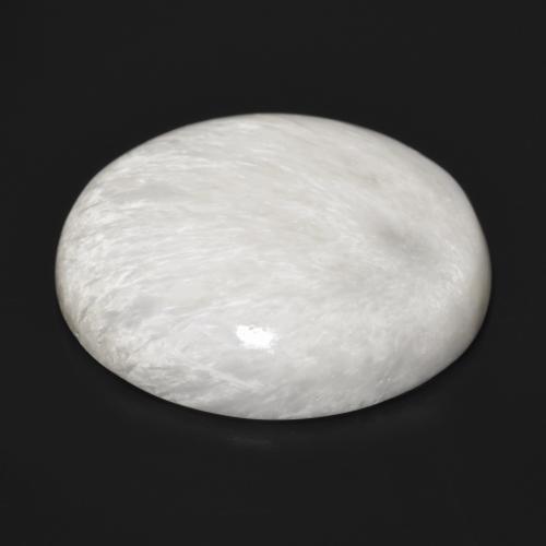 Escolecita off white natural 24,42ct, corte redondo, opaco