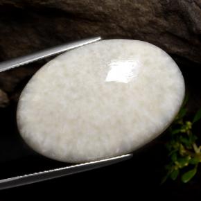 Escolecita branco natural 22,70ct, corte oval, opaco