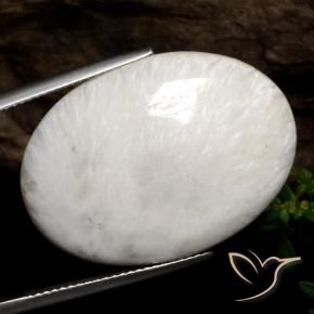 Escolecita branco natural 22,71ct, corte oval, opaco