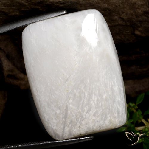 25.44ct Natural branco quente Escolecita, Almofada, Opaco