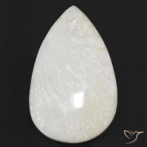 59.54ct Natural branco claro Escolecita, Formato de pêra, Opaco