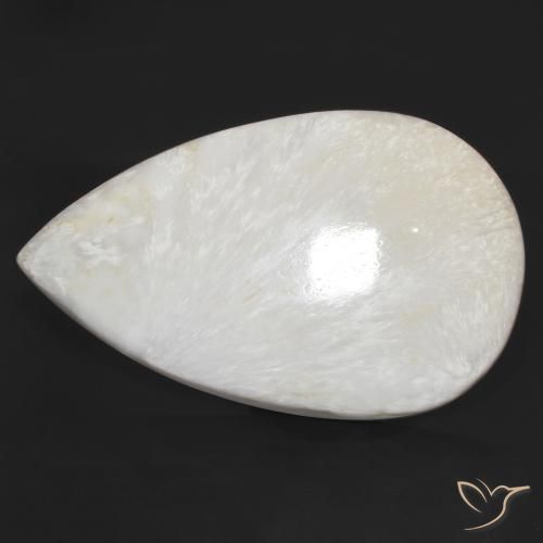 Escolecita branco claro Natural 59.54ct, Formato de pêra, Opaco