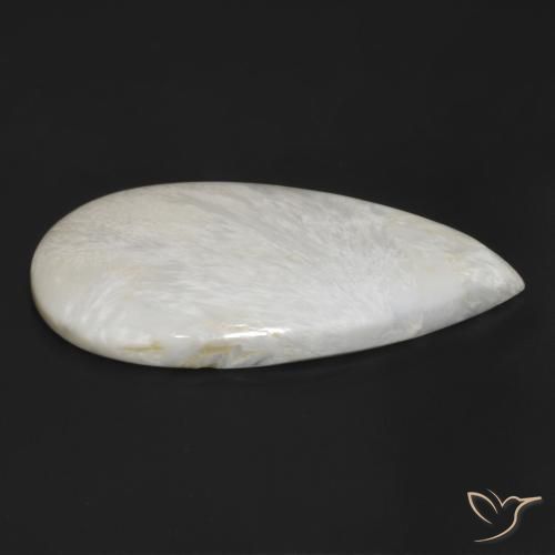 Escolecita branco claro Natural 59.54ct, Formato de pêra, Opaco