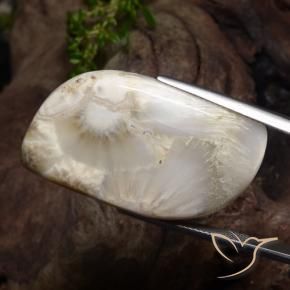 Escolecita branco natural 34,11ct, forma extravagante, opaco