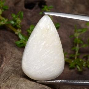Escolecita branco natural 9,97ct, formato de pêra, opaco