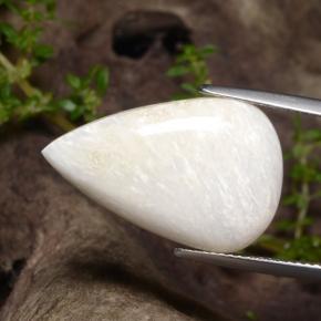 Escolecita branco natural 9,97ct, formato de pêra, opaco