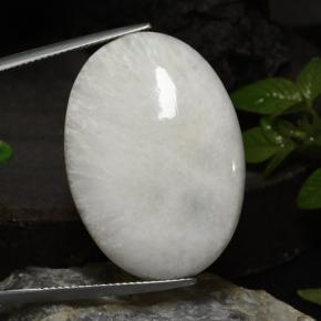 Escolecita Branco Natural 29.57ct, Corte Oval, Opaco