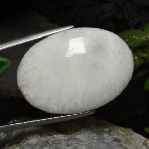 Escolecita Branco Natural 29.57ct, Corte Oval, Opaco