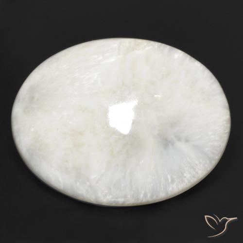 Escolecita branco natural 28,95ct, corte oval, opaco