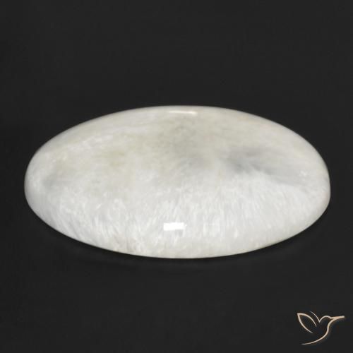 Escolecita branco natural 28,95ct, corte oval, opaco