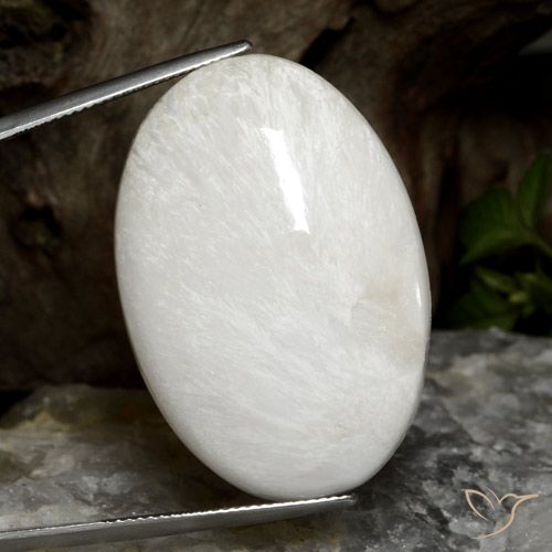 38.06ct Natural Branco acinzentado claro Escolecita, oval, Opaco