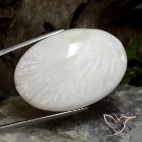 Escolecita Branco acinzentado claro Natural 38.06ct, oval, Opaco