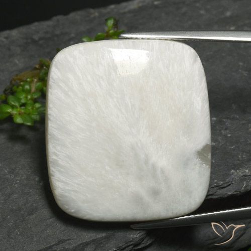 24.36ct Natural Branco acinzentado claro Escolecita, Almofada, Opaco