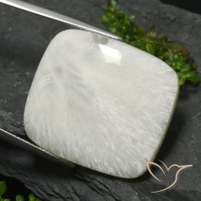Escolecita Branco acinzentado claro Natural 24.36ct, Almofada, Opaco