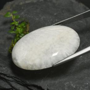 Escolecita Branco acinzentado claro Natural 22.74ct, Corte Oval, Opaco