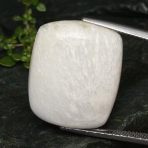 Escolecita branco natural 20,75ct, almofada cortada, opaco