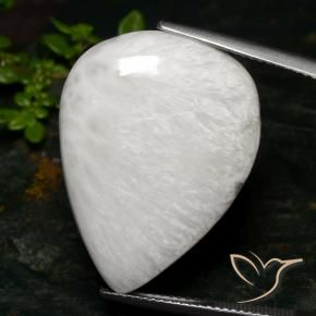 Escolecita Creme branco Natural 19.68ct, Formato de pêra, Opaco