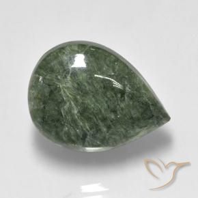 Serafinita Medium Green  Natural 8.09ct, Formato de pêra, Opaco