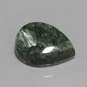 Serafinita verde natural 8,32ct, formato de pêra, opaco