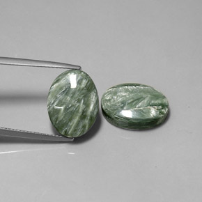 Pedras preciosas de serafinita verde natural de  ct, corte oval, opaco