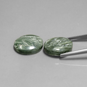 Pedras preciosas de serafinita verde natural de  ct, corte oval, opaco