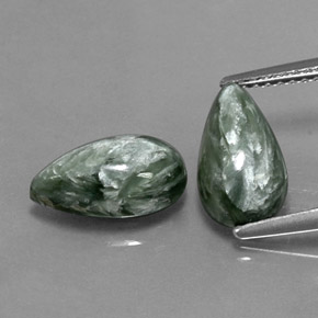 Pedras preciosas de serafinita verde natural de  ct, formato de pêra, opaco