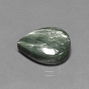Serafinita verde natural 8,33ct, formato de pêra, opaco