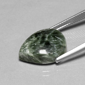 Serafinita Verde Natural 8.32ct, Formato de pêra, Opaco