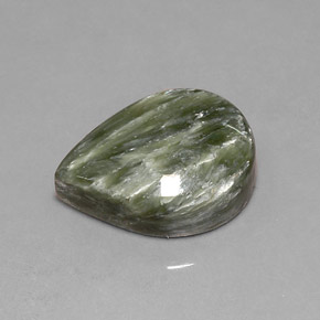 Serafinita verde natural 7,87ct, formato de pêra, opaco