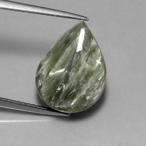 Serafinita verde natural 7,87ct, formato de pêra, opaco