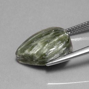 Serafinita verde natural 7,87ct, formato de pêra, opaco