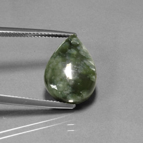 Serafinita verde natural 8,25ct, formato de pêra, opaco