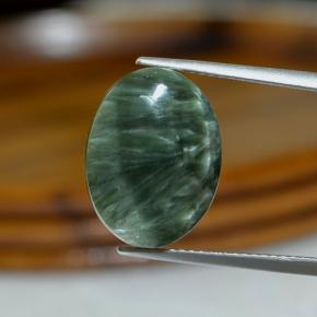 Serafinita Verde Natural 9.20ct, Corte Oval, Opaco