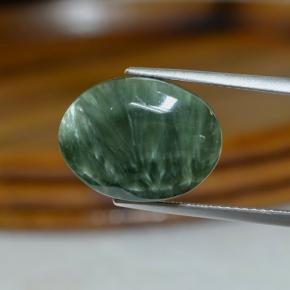 Serafinita Verde Natural 9.20ct, Corte Oval, Opaco
