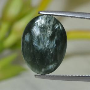 Serafinita verde natural 7,43ct, corte oval, opaco