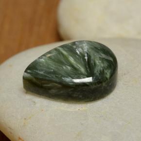 Serafinita verde natural 7,98ct, formato de pêra, opaco