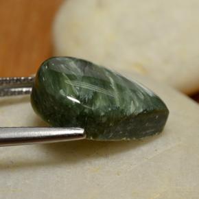 Serafinita verde natural 7,98ct, formato de pêra, opaco
