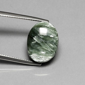 Serafinita Verde Natural 10.25ct, Corte Oval, Opaco