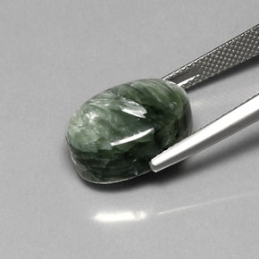 Serafinita Verde Natural 10.25ct, Corte Oval, Opaco