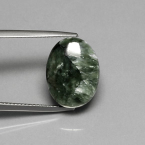 Serafinita Verde Natural 9.81ct, Corte Oval, Opaco