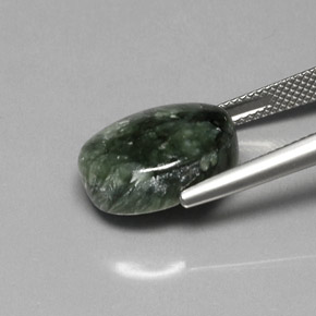Serafinita Verde Natural 9.81ct, Corte Oval, Opaco